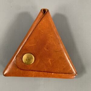 HATO HASI Tan Crackled Leather Coin Purse